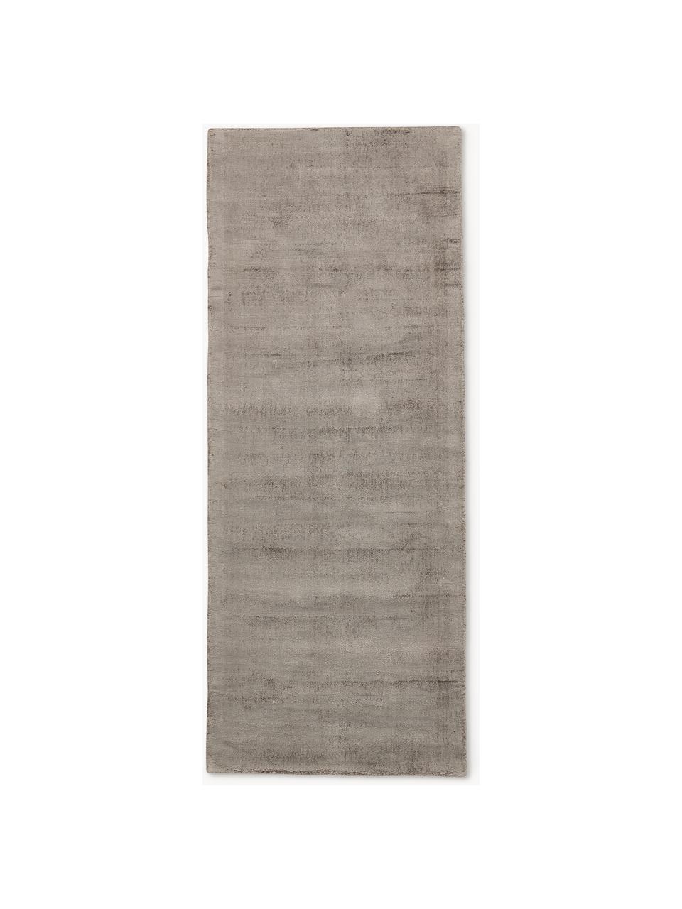 Handgewebter Viskoseläufer Jane, Flor: 100 % Viskose, Taupe, B 80 x L 300 cm