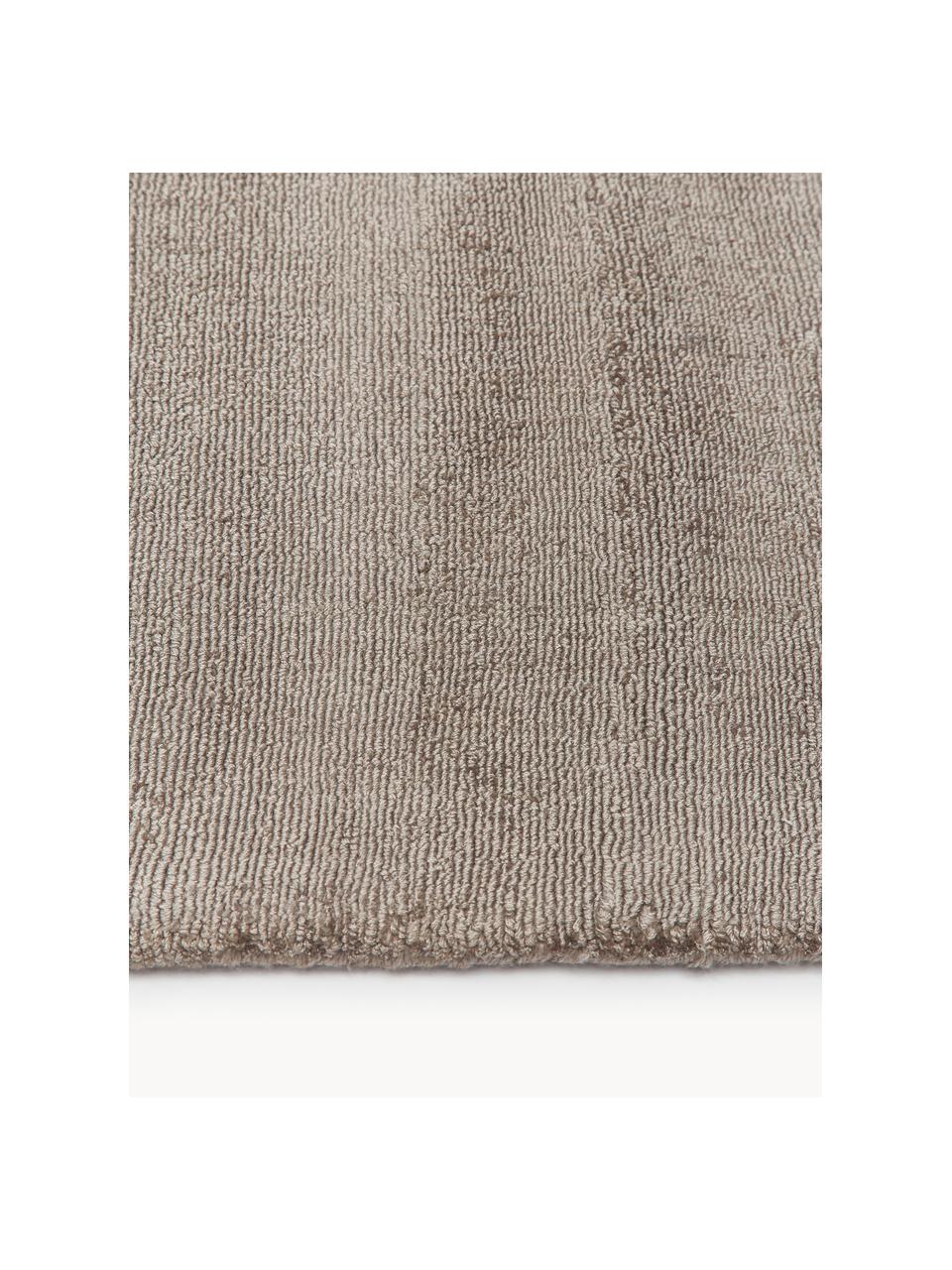 Handgewebter Viskoseläufer Jane, Flor: 100 % Viskose, Taupe, B 80 x L 300 cm