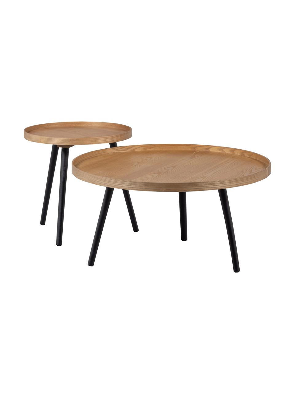 Tavolino rotondo da salotto in legno Mesa, Gambe: legno di pino rivestito, Legno, nero, Ø 60 cm