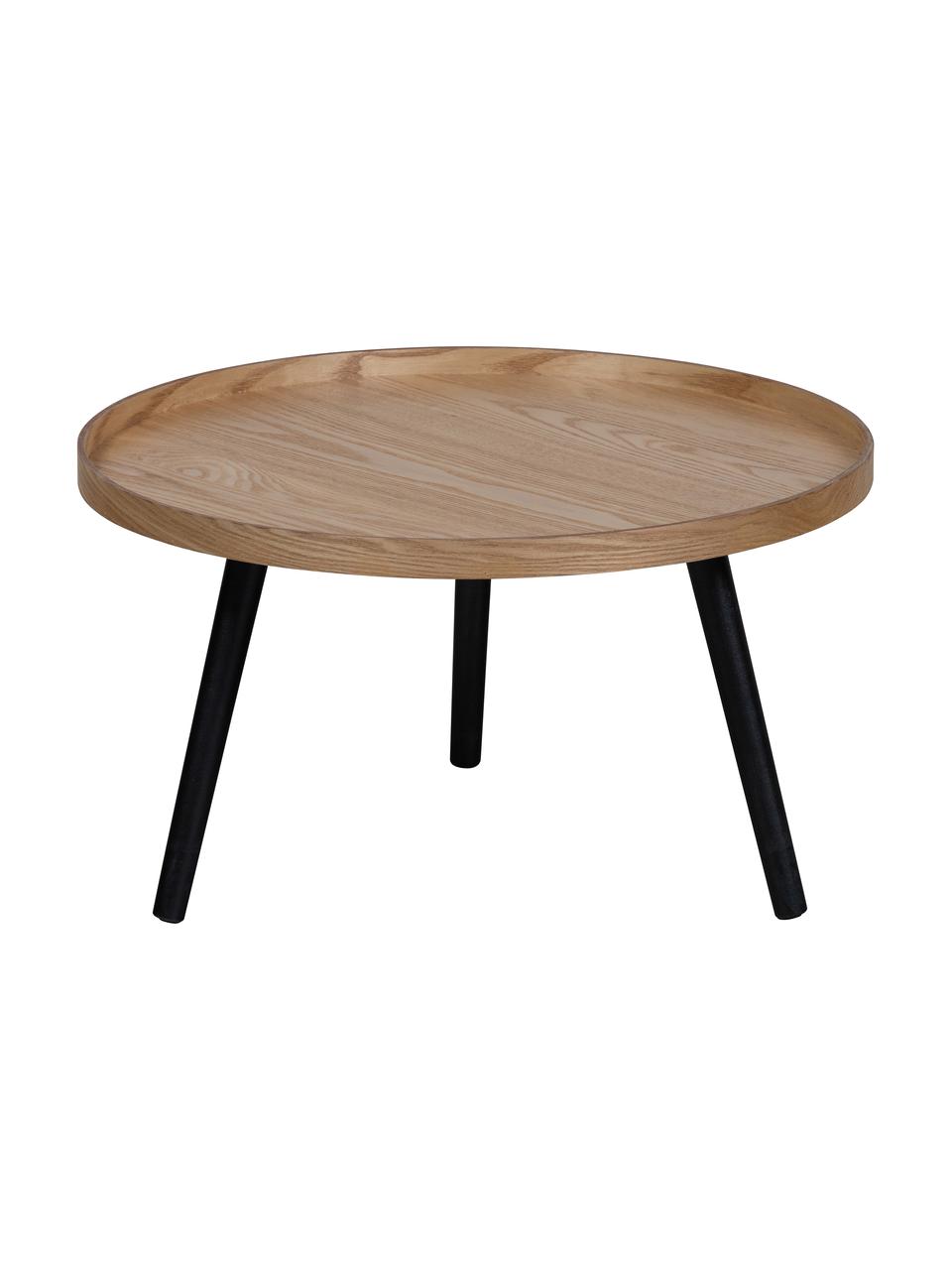 Mesa de centro redonda de madera Mesa, Tablero: fibras de densidad media , Patas: madera de pino recubierta, Madera, negro, Ø 60 cm