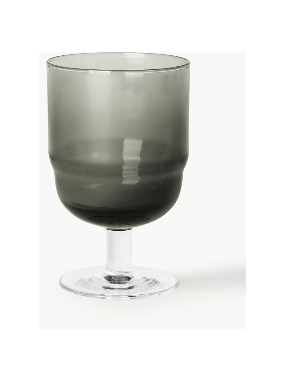 Mundgeblasene Rotweingläser Nordic Bistro, 4 Stück, Glas, mundgeblasen, Dunkelgrau, Transparent, Ø 8 x H 13 cm, 250 ml