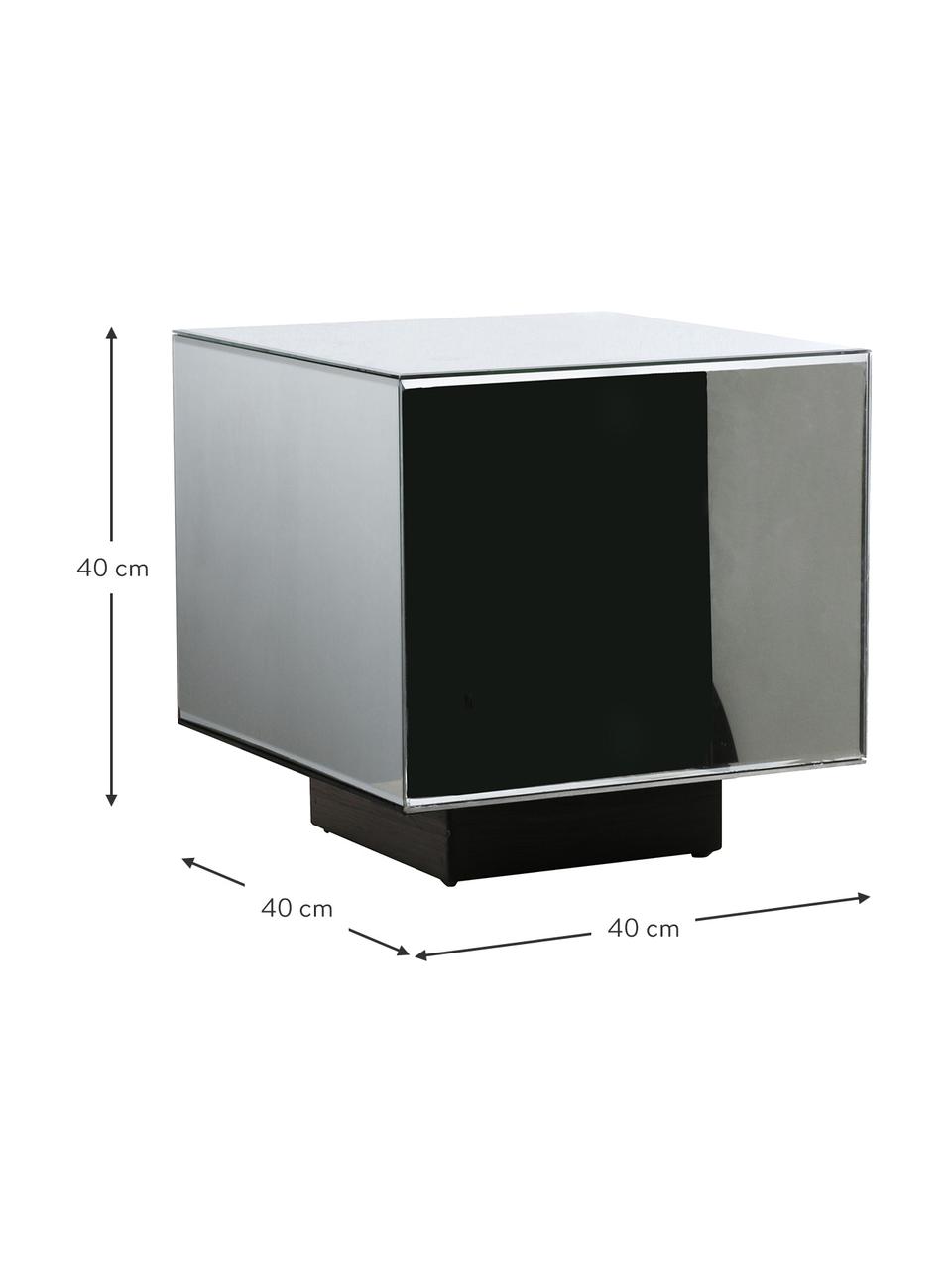 Sklenený konferenčný stolík so zrkadlovým efektom Block, Odtiene striebornej, čierna, Š 40 x V 40 cm