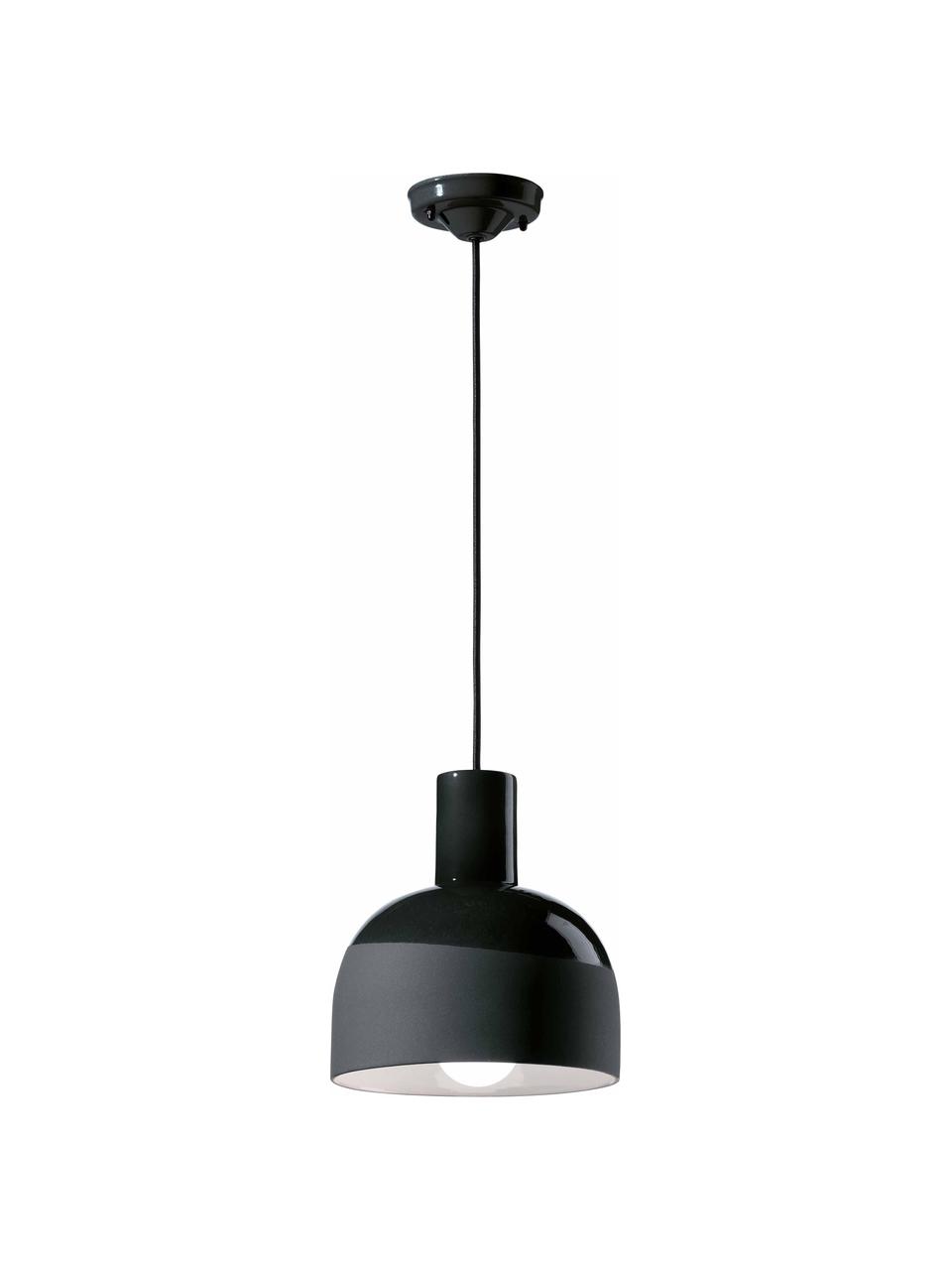 Petite suspension artisanale Caxixi, Noir, Ø 22 x haut. 27 cm