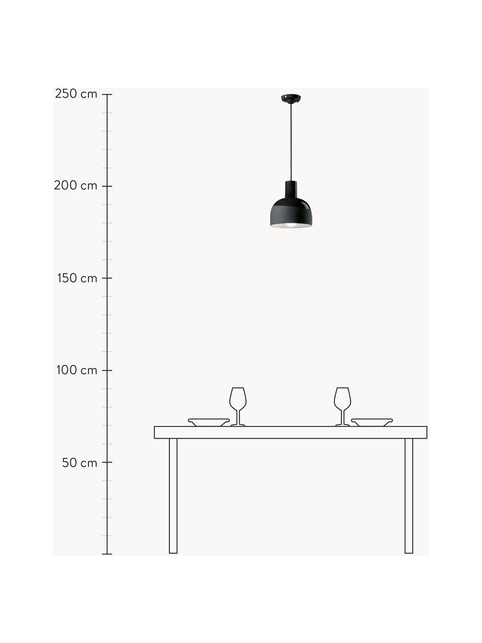 Lampada a sospensione piccola fatta a mano Caxixi, Paralume: ceramica, Baldacchino: alluminio verniciato a po, Nero, Ø 23 x Alt. 27 cm