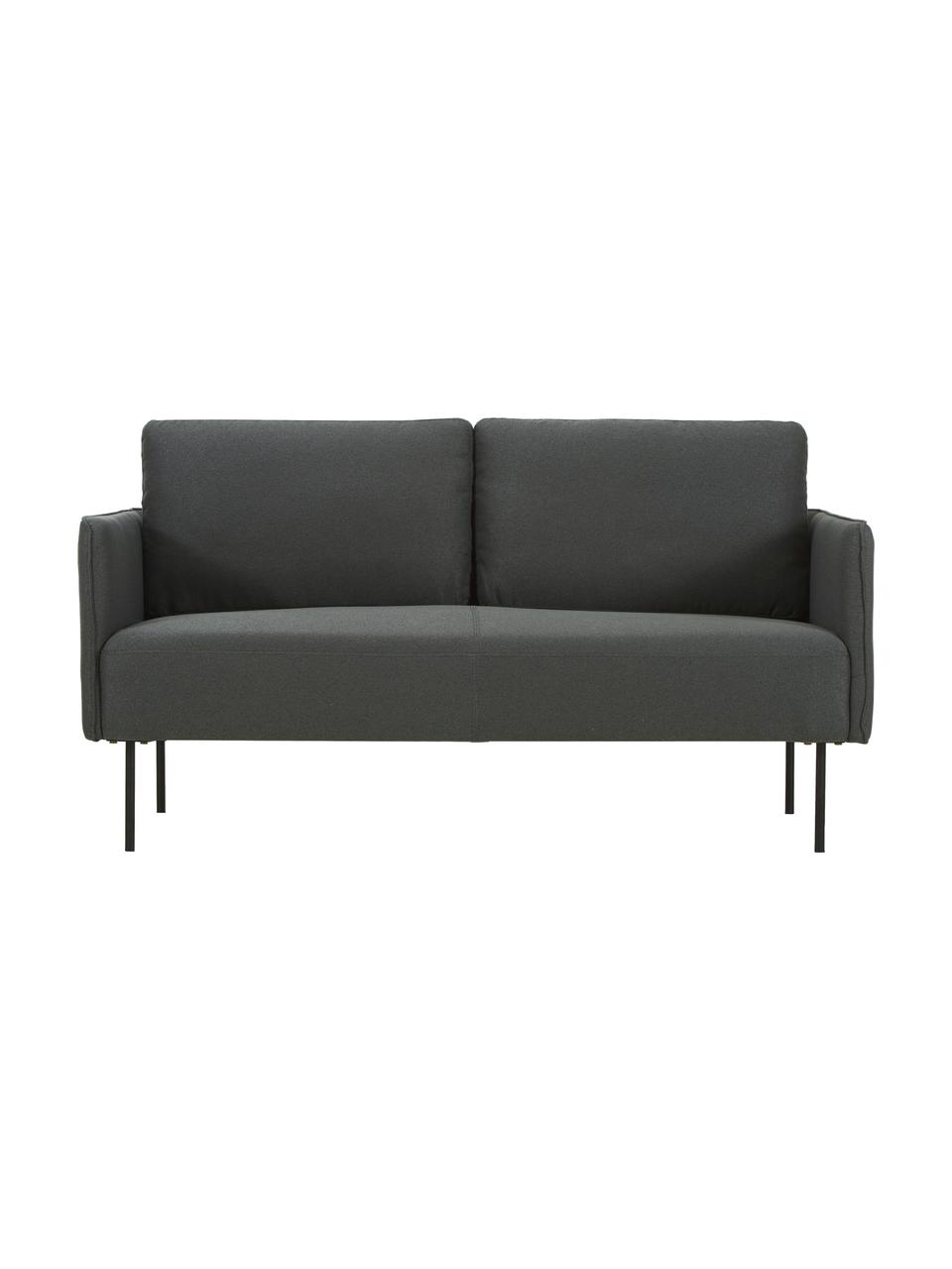 Sofa Ramira (2-Sitzer) in Anthrazit mit Metall-Füßen, Bezug: Polyester 20.000 Scheuert, Gestell: Massives Kiefernholz, Spe, Füße: Metall, pulverbeschichtet, Webstoff Anthrazit, 151 x 79 cm