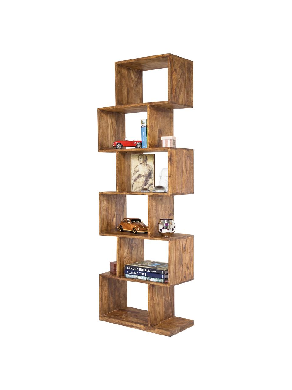 Étagère en bois de sissoo Authentico Zick Zack, Bois de sissoo massif, Sissoo, laqué, larg. 60 x prof. 180 cm