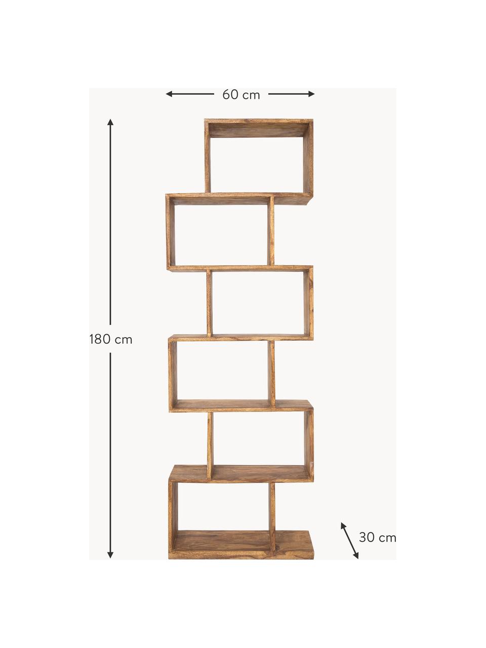 Estantería alta de madera de palisandro Authentico Zick Zack, Madera de palisandro maciza, Madera de palisandro lacada, An 60 x Al 180 cm