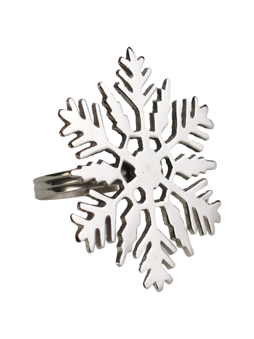 Obrączka na serwetkę Śnieżynka, 2 szt., Metal, Metalowy, Ø 7 x W 7 cm