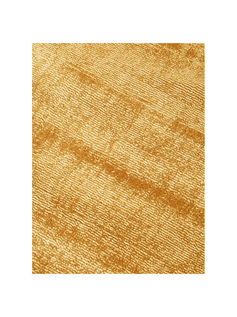 Handgewebter Viskoseteppich Jane, Flor: 100 % Viskose, Senfgelb, B 80 x L 150 cm (Größe XS)