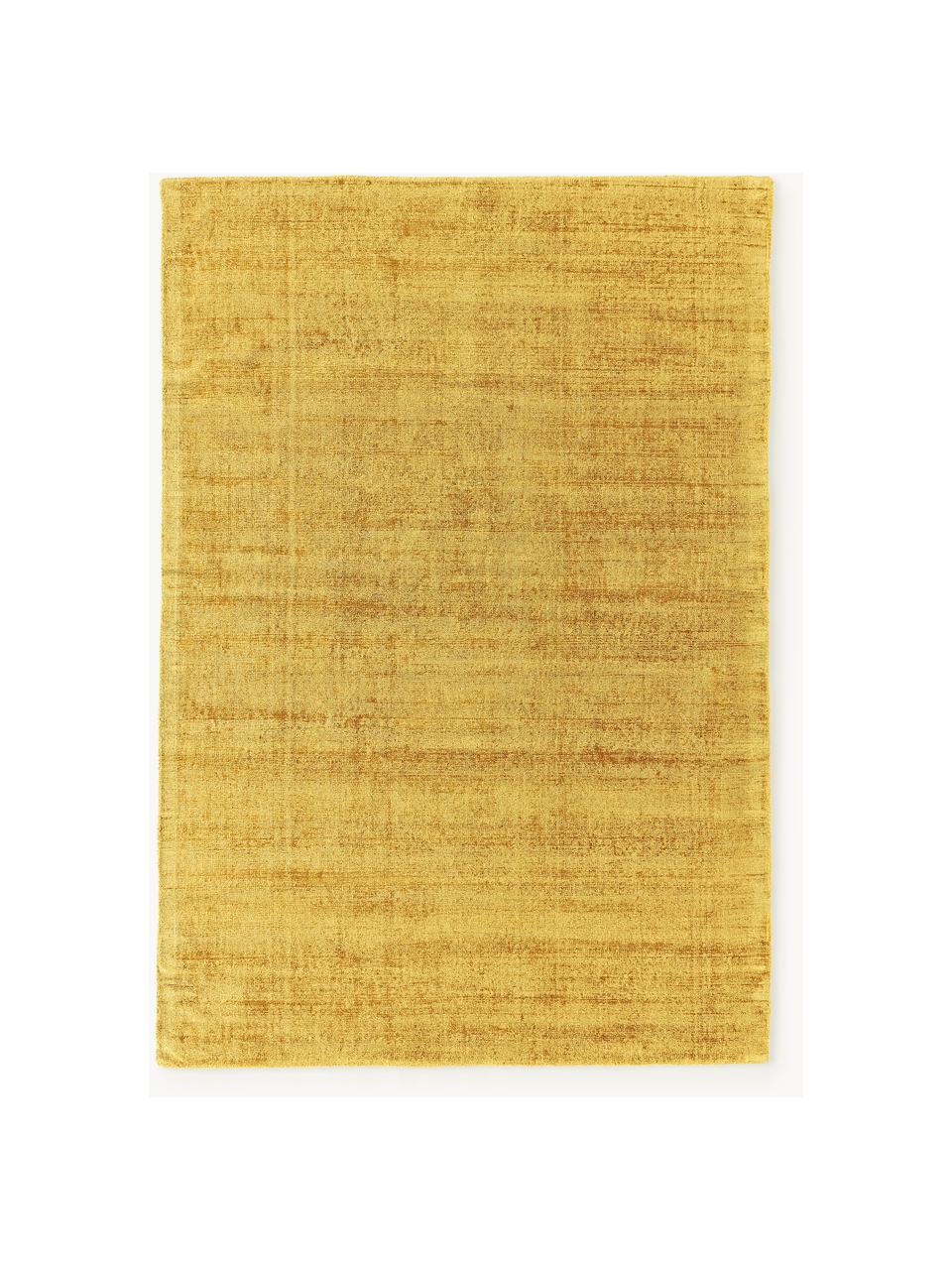 Handgeweven viscose vloerkleed Jane, Onderzijde: 100% katoen, Zonnengeel, B 200 x L 300 cm (maat L)