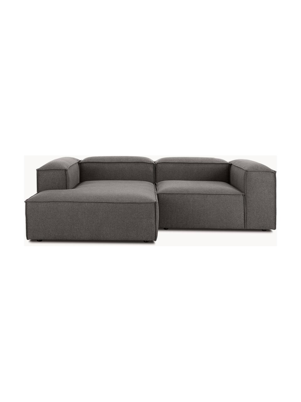 Narożna sofa modułowa Lennon, Tapicerka: 100% poliester Dzięki tka, Stelaż: lite drewno sosnowe, skle, Nogi: tworzywo sztuczne Ten pro, Ciemnoszara tkanina, S 238 x G 180 cm, prawostronna