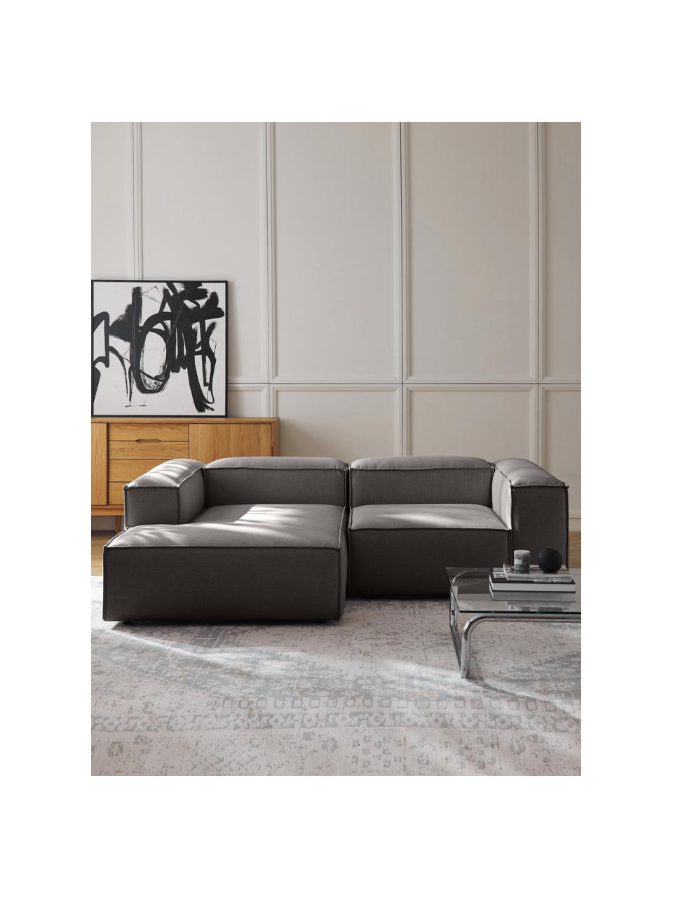 Modulares Ecksofa Lennon, Bezug: 100 % Polyester Der strap, Gestell: Massives Kiefernholz, Spe, Webstoff Anthrazit, B 238 x T 180 cm, Eckteil rechts