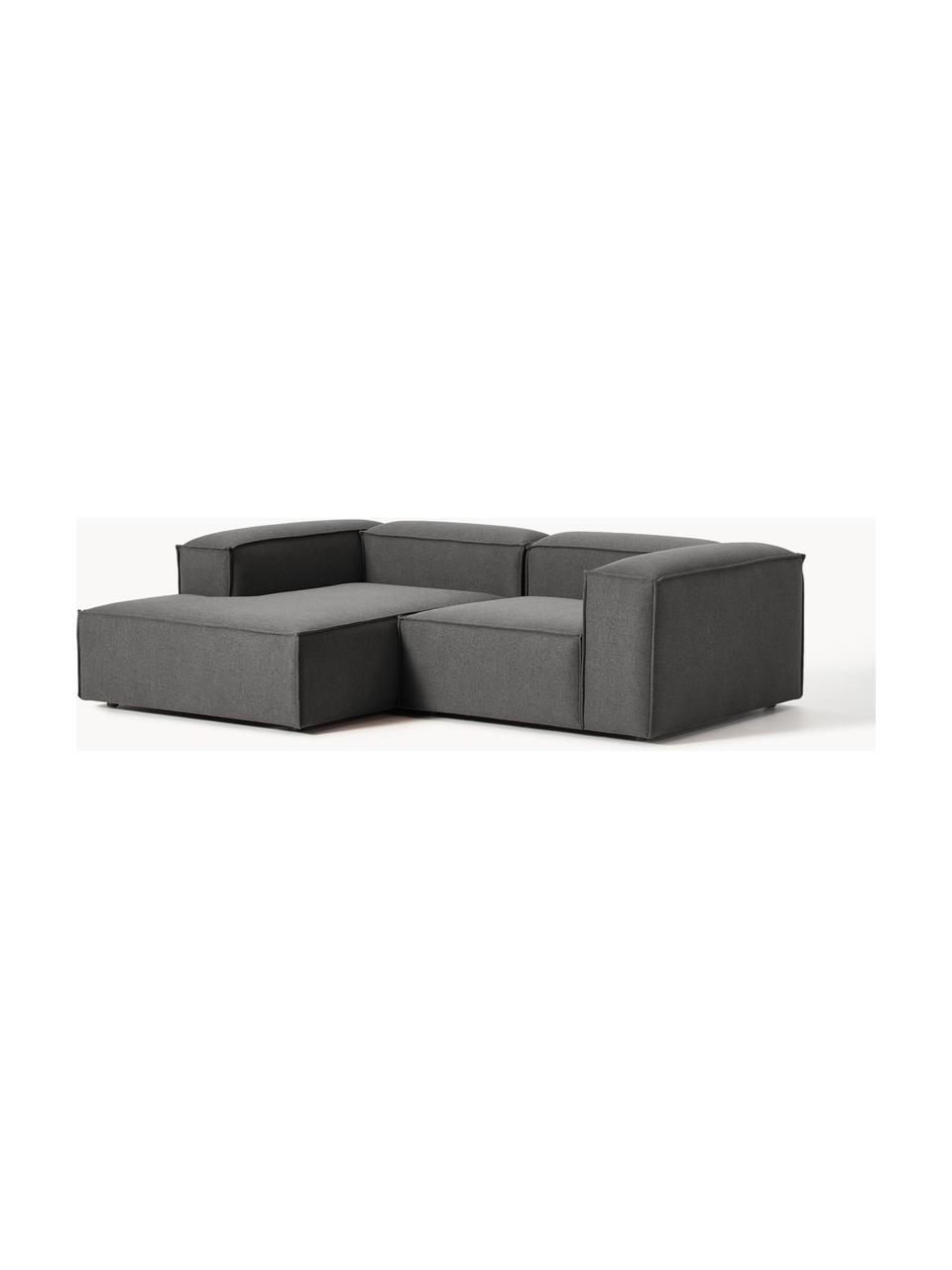 Modulares Ecksofa Lennon, Bezug: 100 % Polyester Der strap, Gestell: Massives Kiefernholz, Spe, Füße: Kunststoff Dieses Produkt, Webstoff Anthrazit, B 238 x T 180 cm, Eckteil rechts