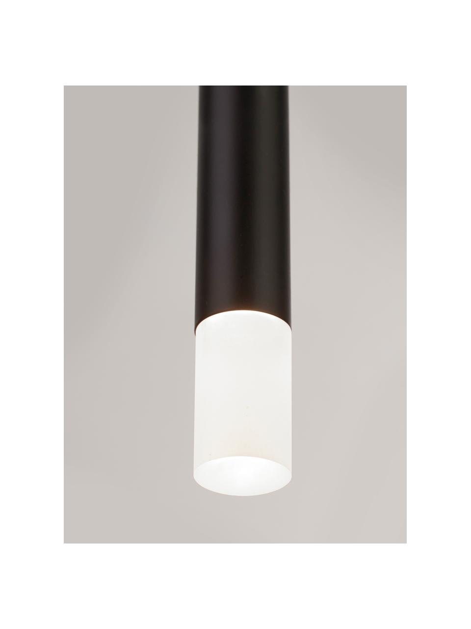 Kleine LED hanglamp Wands in zwart, Lampenkap: acryl, Baldakijn: gecoat metaal, Zwart, wit, Ø 3 x H 43 cm