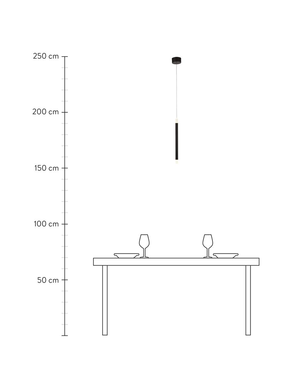 Kleine LED hanglamp Wands in zwart, Lampenkap: acryl, Baldakijn: gecoat metaal, Zwart, wit, Ø 3 x H 43 cm