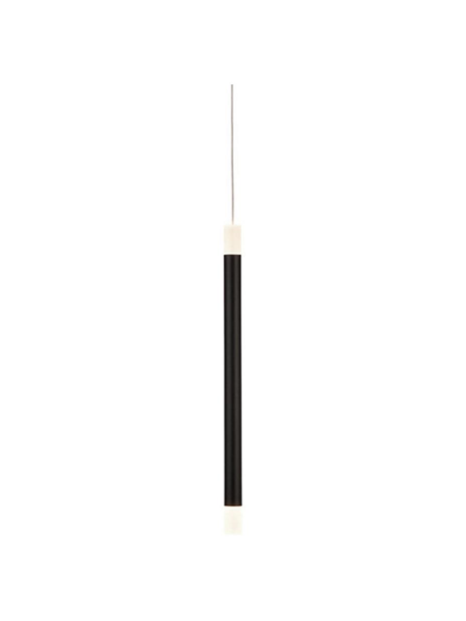 Kleine LED hanglamp Wands in zwart, Lampenkap: acryl, Baldakijn: gecoat metaal, Zwart, wit, Ø 3 x H 43 cm
