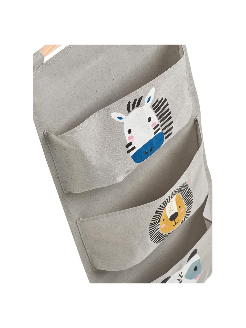 Hänge-Organizer Animals, Organizer: 90% Polyester, 10% Baumwo, Stange: Holz, Grau, Bunt, B 20 x H 60 cm