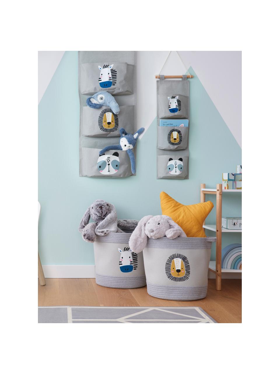 Hänge-Organizer Animals, Organizer: 90% Polyester, 10% Baumwo, Stange: Holz, Grau, Bunt, B 20 x H 60 cm