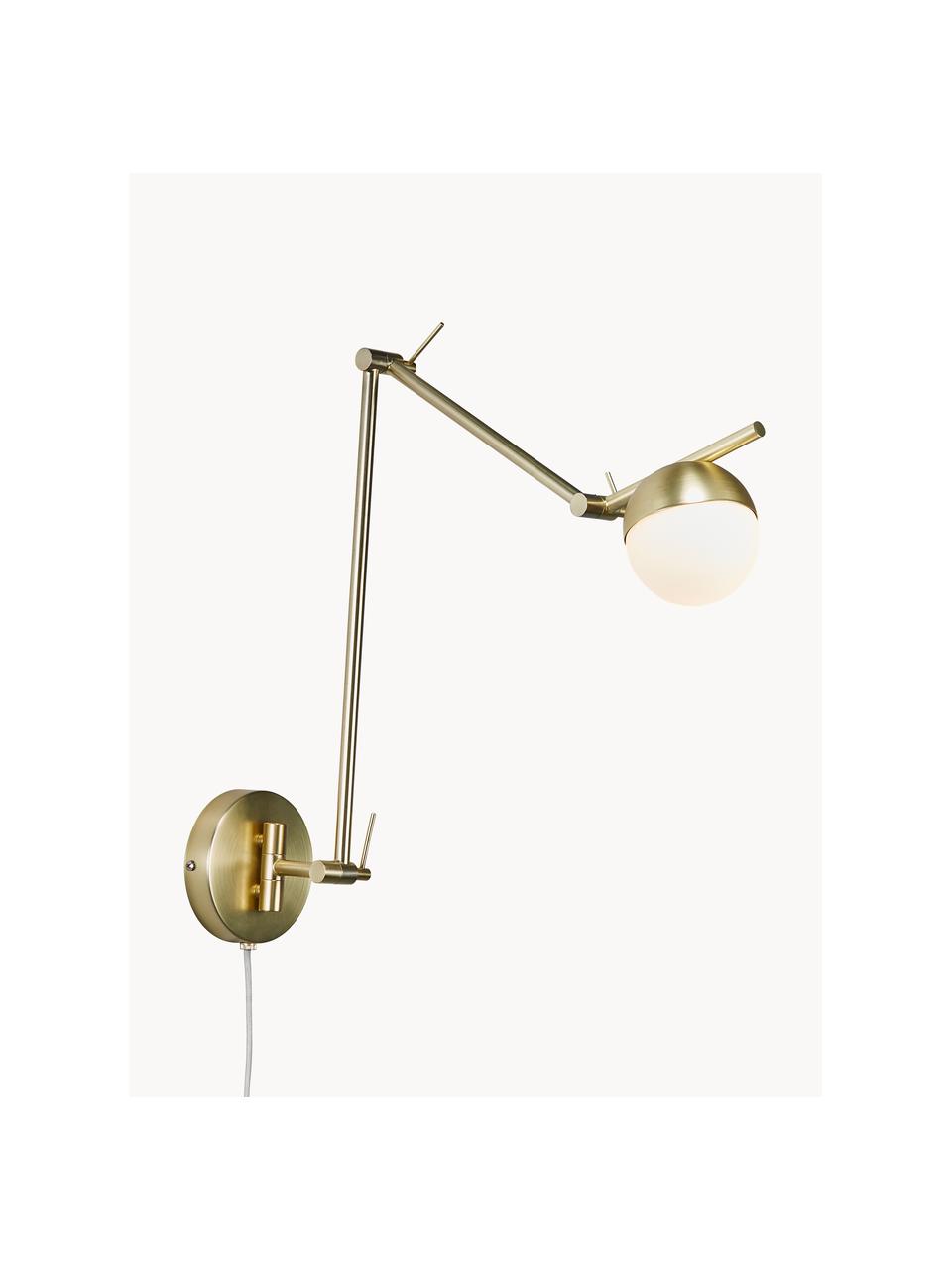 Grote wandlamp Cortina met stekker, Lampenkap: glas, Goudkleurig, wit, B 13  x D 74 cm