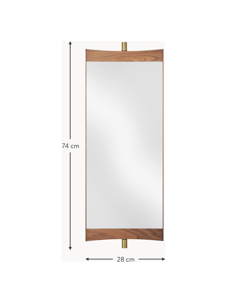Verstellbarer Wandspiegel Vanity, Rahmen: Walnussholz, Dekor: Messing, Walnussholz, B 28 x H 74 cm