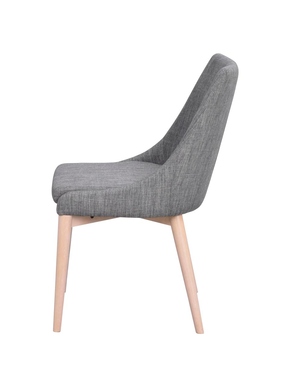 Scandi-gestoffeerde stoel Bea in grijs, Bekleding: 100% polyester, Frame: metaal, multiplex, Poten: eikenhout, massief, Donkergrijs, eikenhoutkleurig, 51 x 61 cm