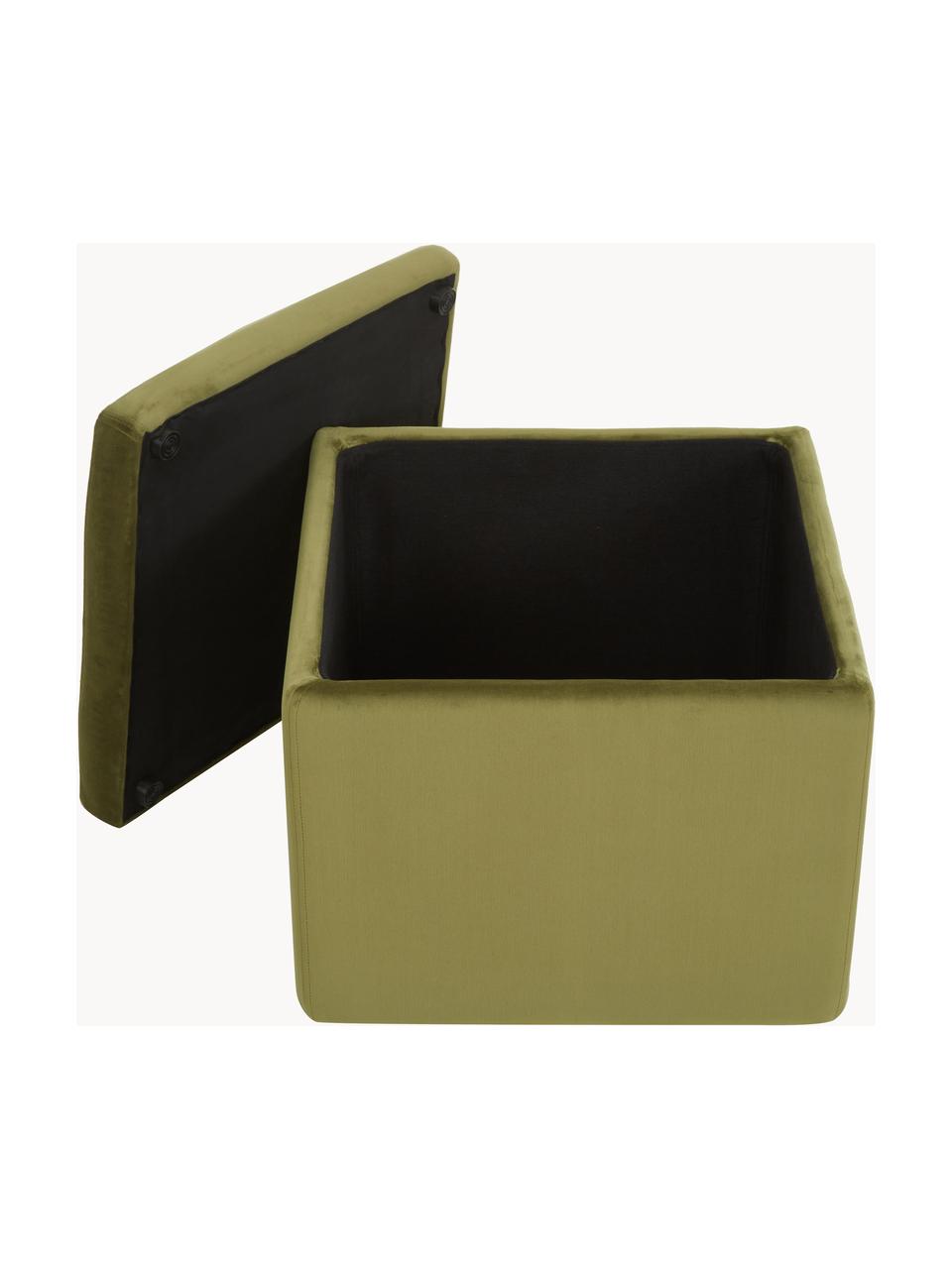 Pouf contenitore in velluto verde oliva Winou