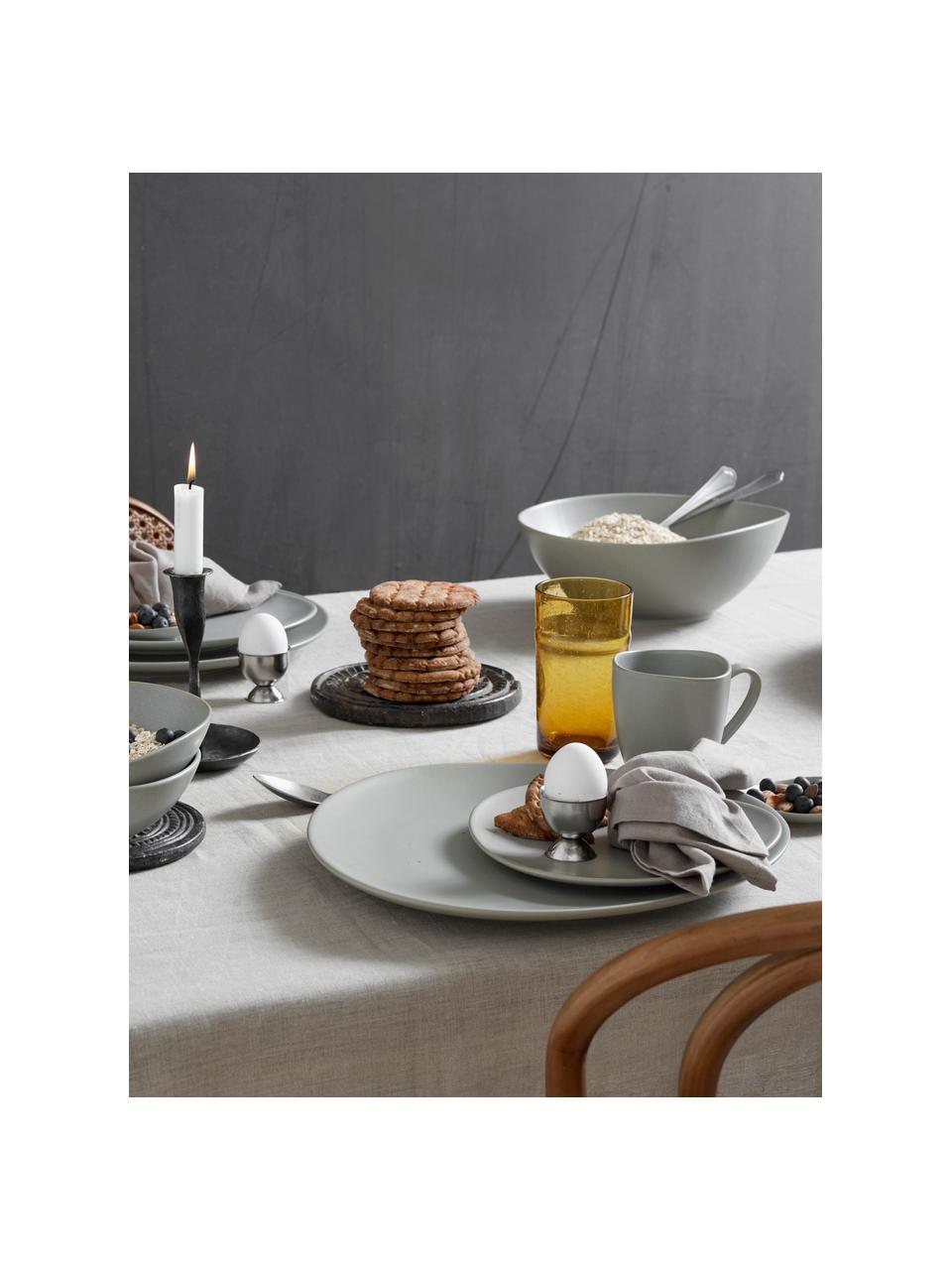 Keramische ontbijtborden Refine mat grijs in organische vorm, 4 stuks, Keramiek, Grijs, Ø 22 cm