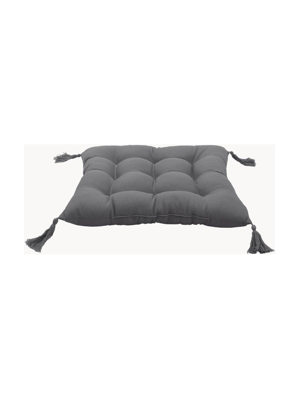 Poduszka na krzesło z chwostami Ava, Ciemny  szary, S 40 x D 40 cm