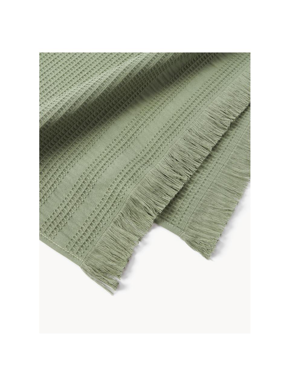 Komplet ręczników z piki waflowej Yara, różne rozmiary, Oliwkowy zielony, Komplet z różnymi rozmiarami