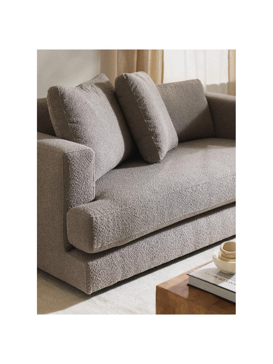 Sofa Bouclé Tribeca (2-osobowa), Tapicerka: Bouclé (93% poliester, 6%, Stelaż: drewno bukowe, drewno sos, Nogi: drewno sosnowe Ten produk, Szary Bouclé, S 185 x G 104 cm