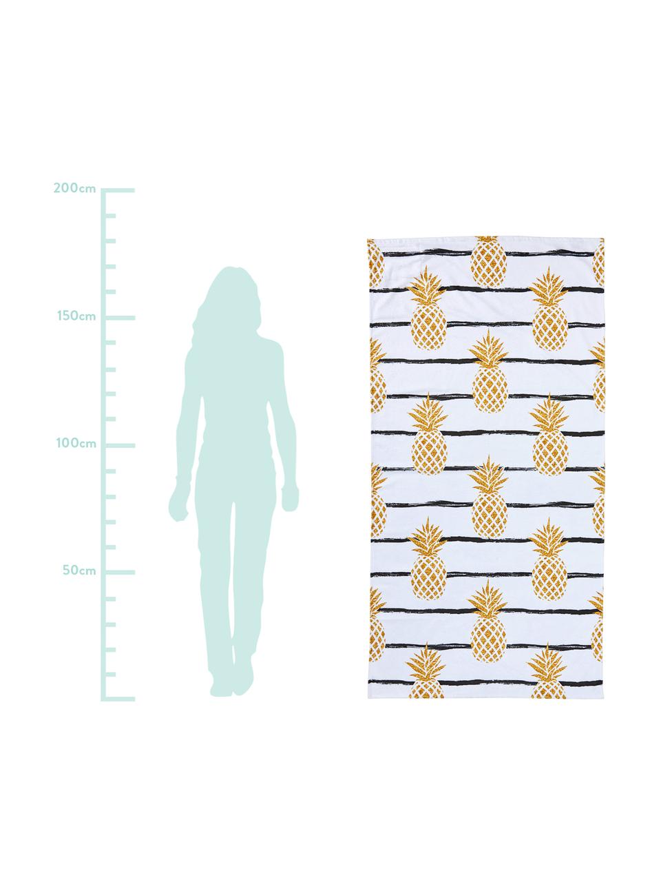 Serviette de plage Case Pineapples, Blanc, jaune, noir