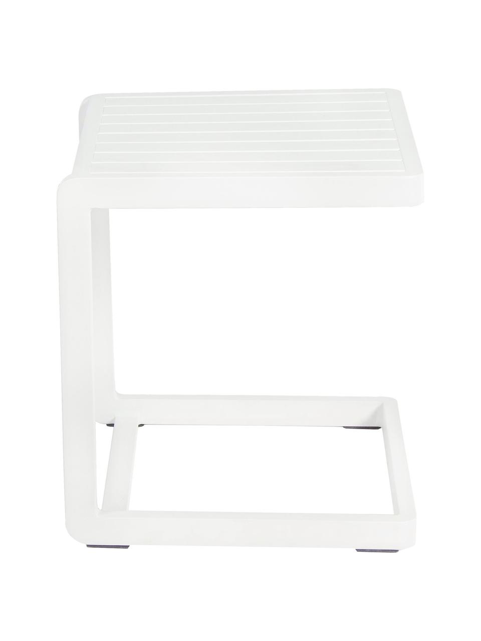 Tavolino da giardino Konnor, Alluminio verniciato a polvere, Bianco, Larg. 45 x Alt. 45 cm