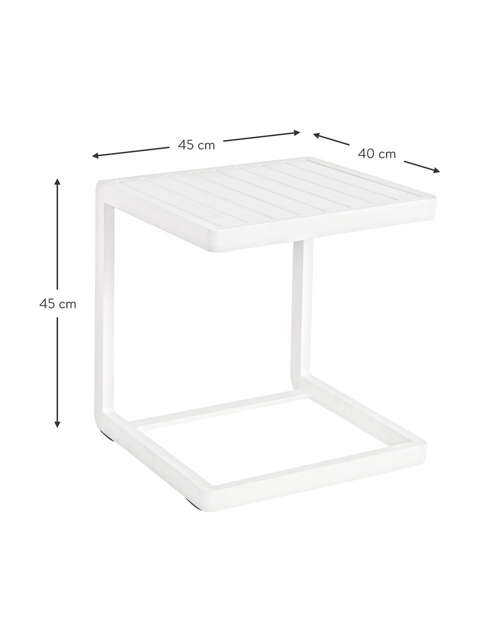Tavolino da giardino Konnor, Alluminio verniciato a polvere, Bianco, Larg. 45 x Alt. 45 cm