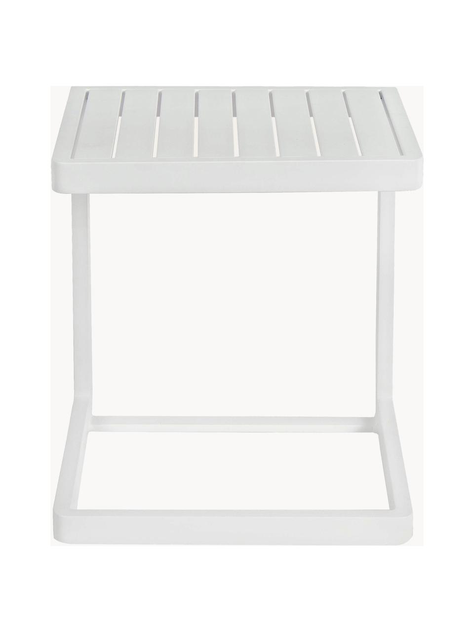 Tavolino da giardino Konnor, Alluminio verniciato a polvere, Bianco opaco, Larg. 45 x Alt. 45 cm