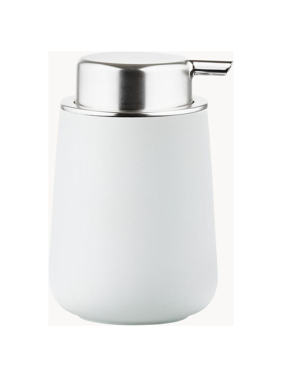 Porzellan-Seifenspender Nova One, Behälter: Porzellan, Weiss, Silberfarben, Ø 8 x H 12 cm