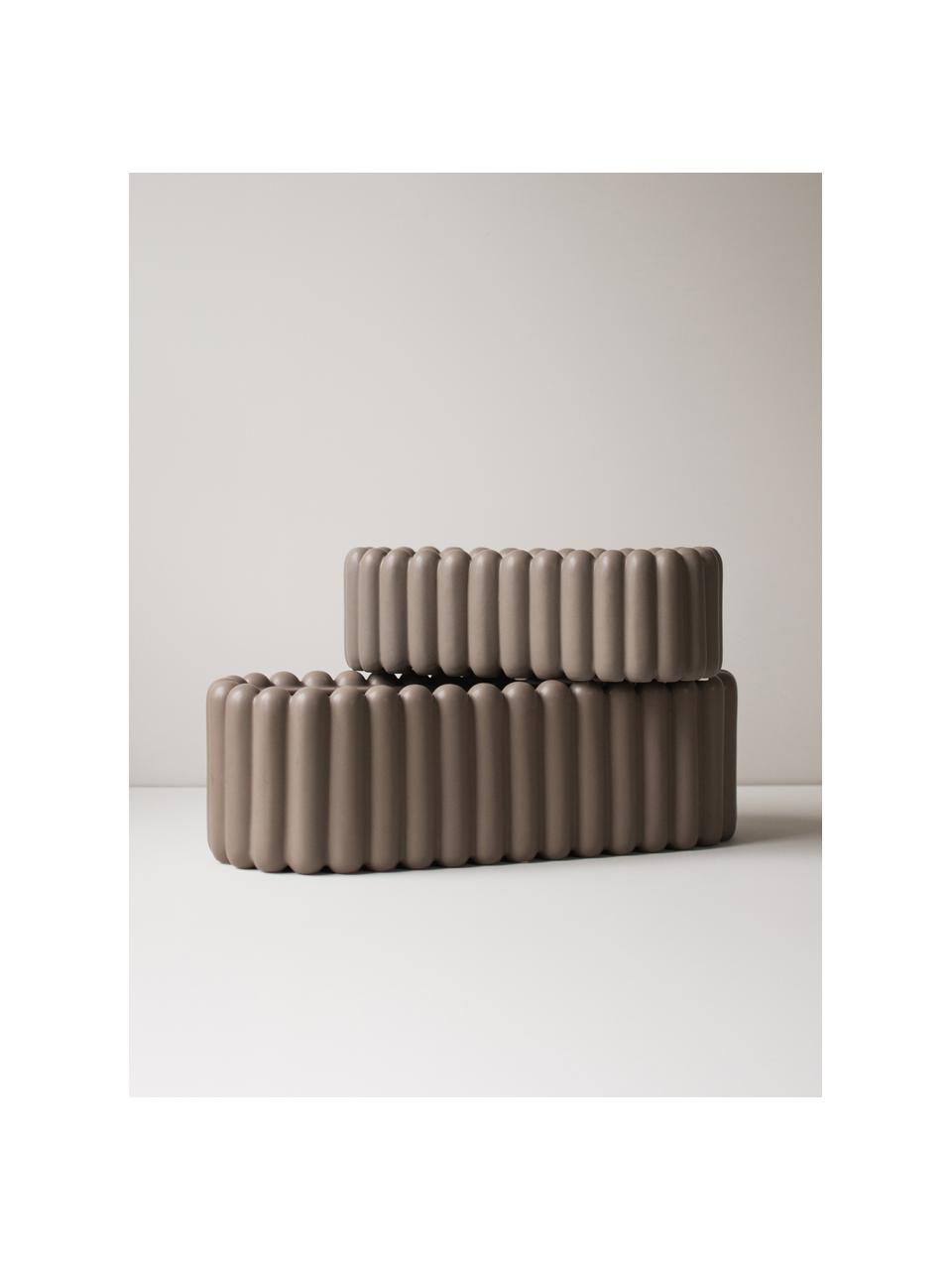 Portavaso in ceramica Mist, larg. 48 cm, Ceramica, Taupe opaco, Larg. 48 x Alt. 19 cm