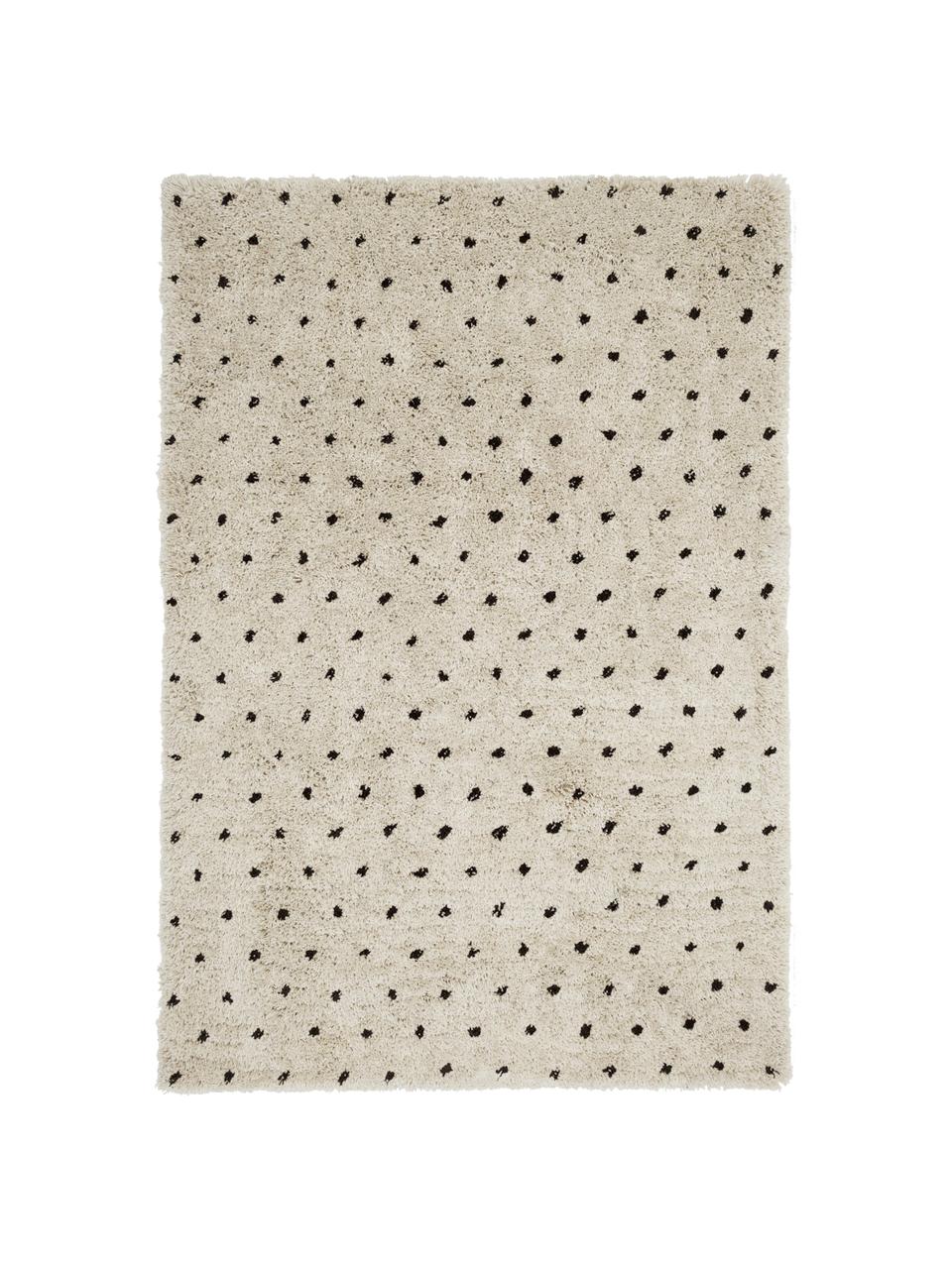 Flauschiger Hochflor-Teppich Ayana, gepunktet, Flor: 100% Polyester, Beige, Schwarz, B 300 x L 400 cm