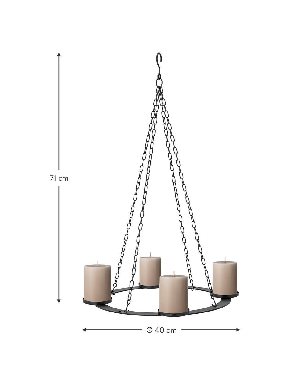 Candelabro de Adviento colgante Jutta, Metal, Negro, Ø 40 x Al 71 cm