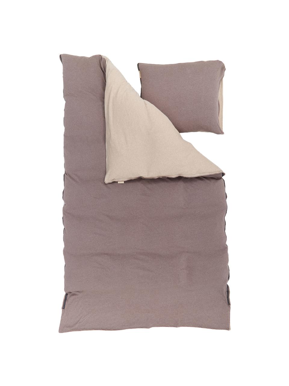 Dubbelzijdig jersey dekbedovertrek Casual Beauty, Weeftechniek: jersey Jersey is een klim, Taupe, beige, 240 x 220 cm, 3-delig