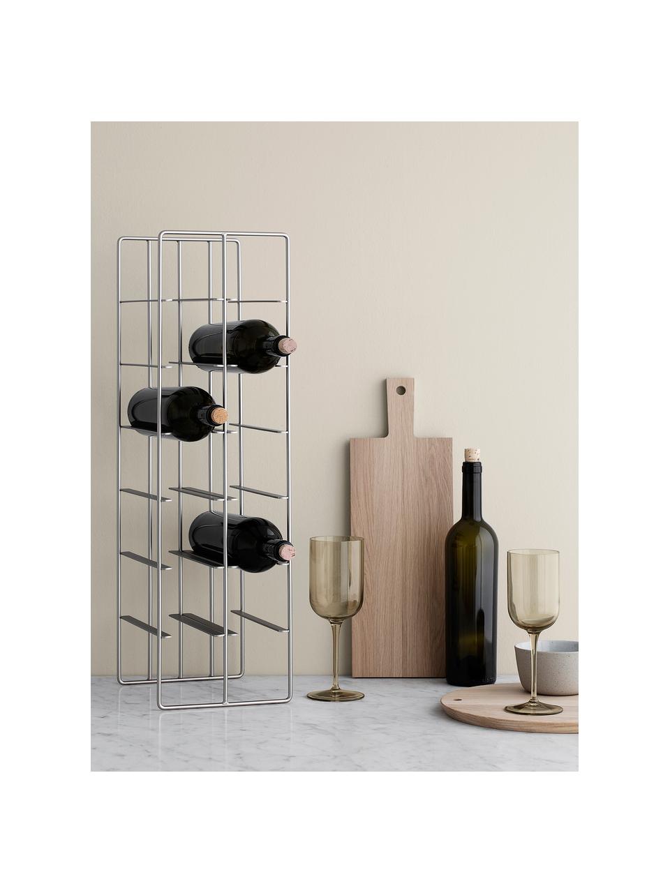 Casier à vin pour 12 bouteilles Pilare, Métal, enduit, Couleur argentée, larg. 19 x haut. 66 cm