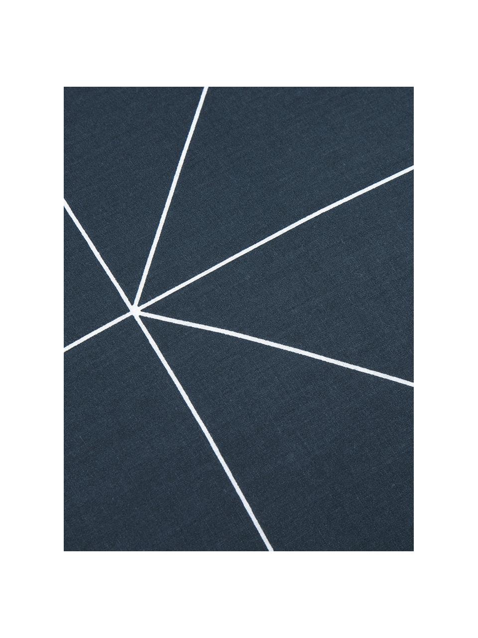 Baumwoll-Wendekopfkissenbezüge Marla mit grafischem Muster, 2 Stück, Webart: Renforcé Fadendichte 144 , Navyblau & Weiss, gemustert, B 40 x L 80 cm