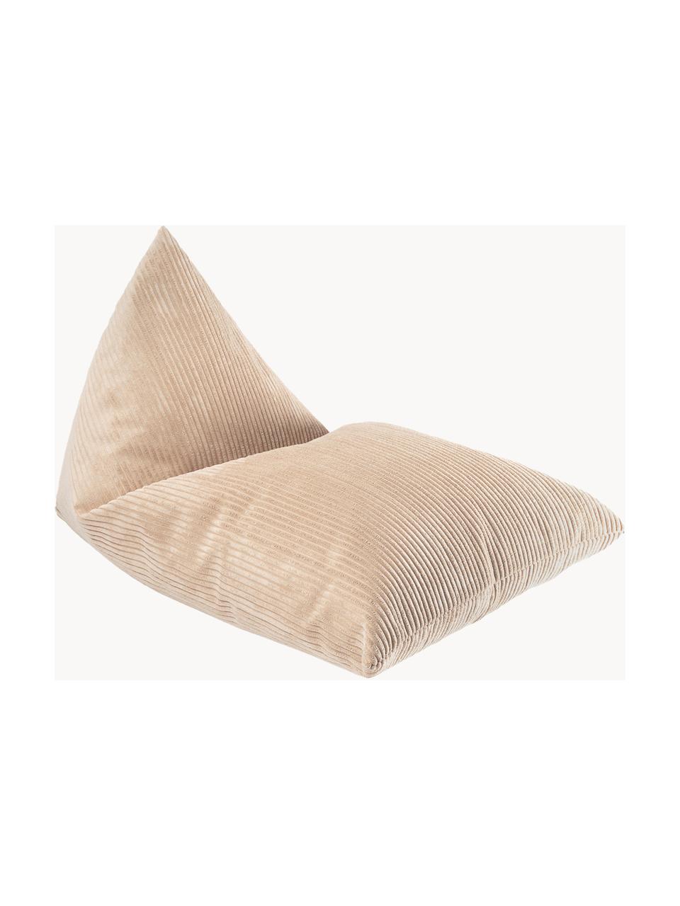 Pouf poire en velours côtelé pour enfant Sugar, Velours côtelé beige, larg. 70 x long. 110 cm