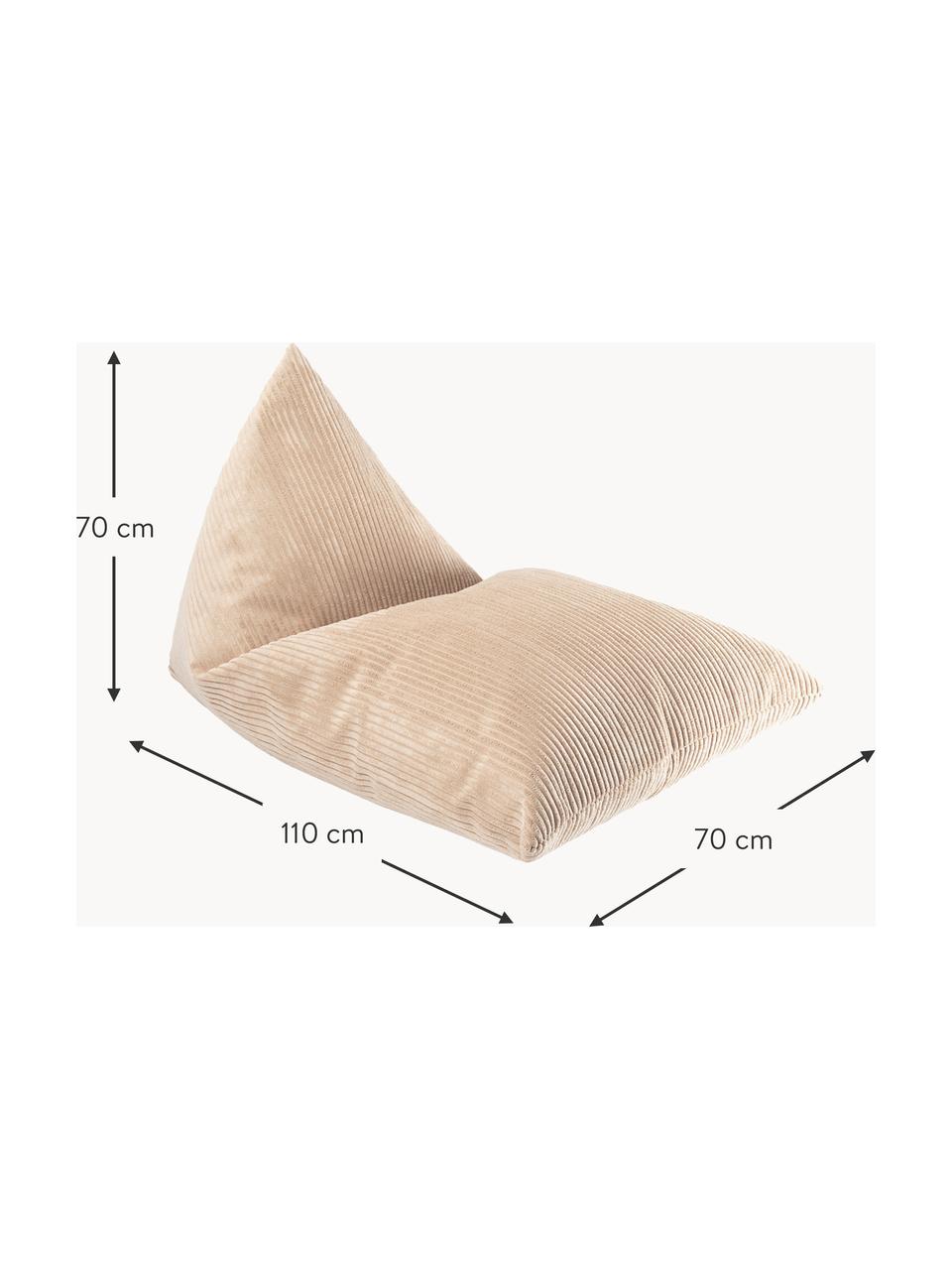 Pouf poire en velours côtelé pour enfant Sugar, Velours côtelé beige, larg. 70 x long. 110 cm