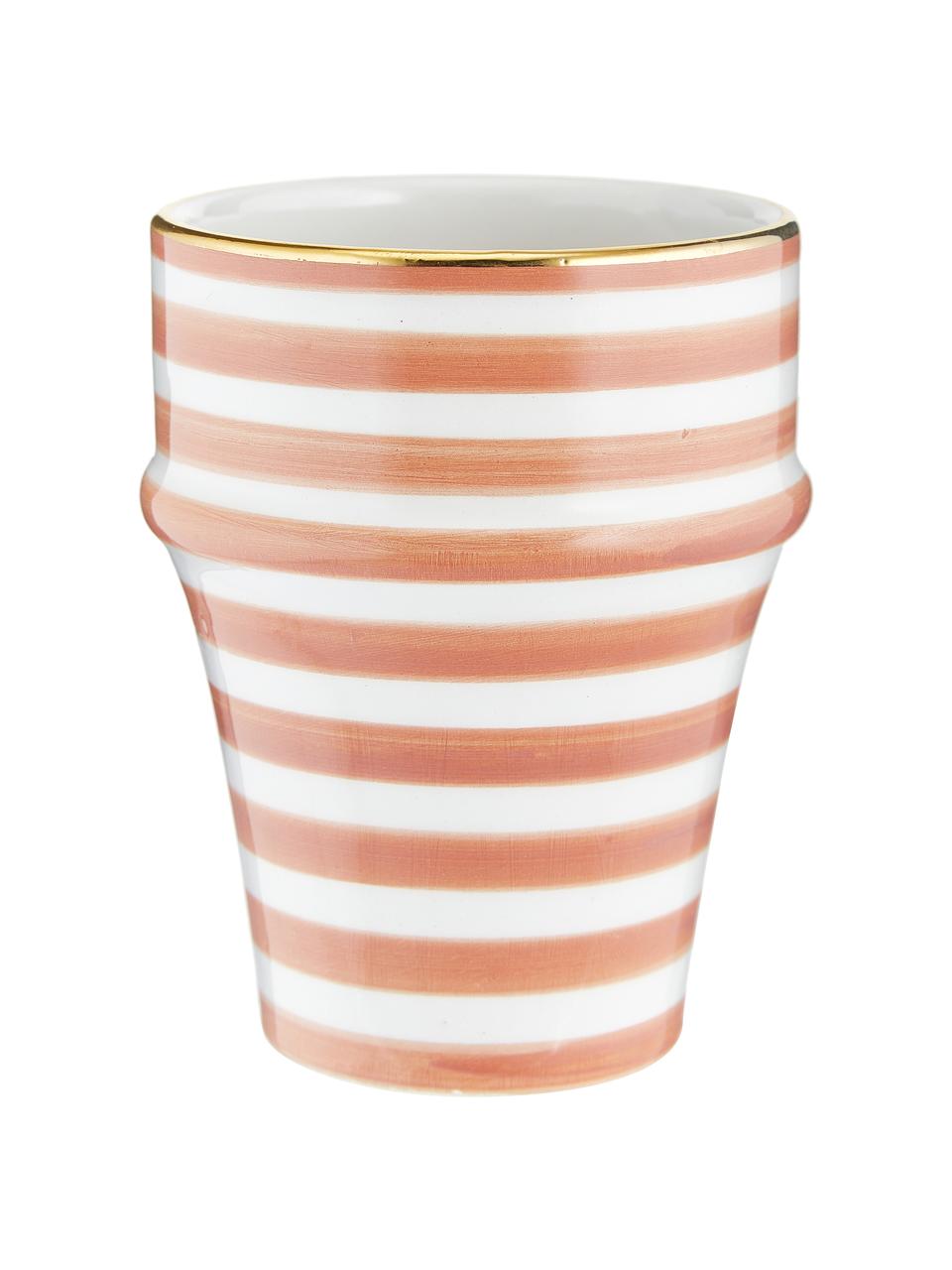 Taza artesanal Beldi, estilo marroquí, Cerámica, Naranja, crema, oro, Ø 8 x Al 11 cm