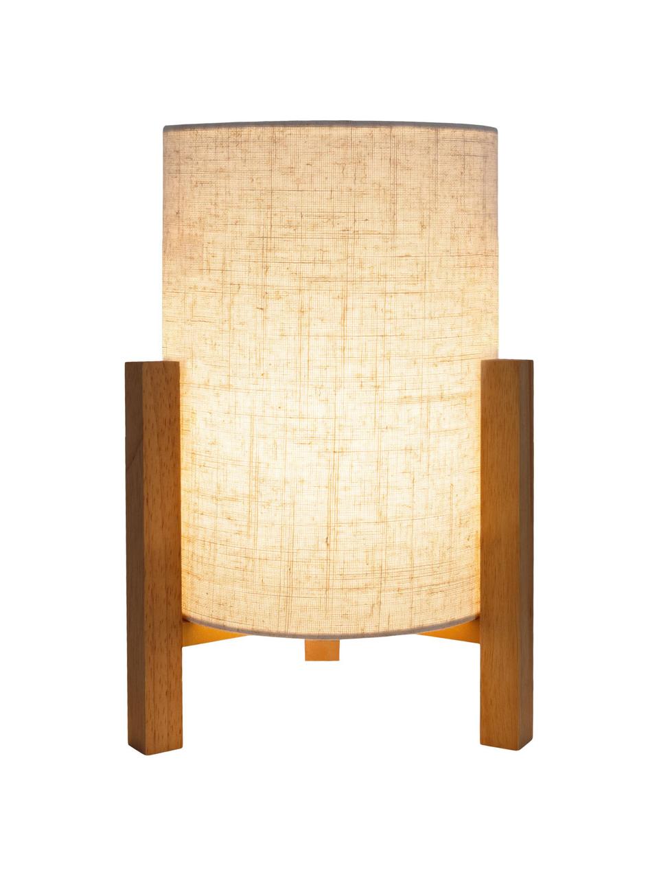 Lámpara de mesa pequeña Matilda, Pantalla: tela, Cable: plástico, Blanco crema, madera clara, Ø 22 x Al 32 cm
