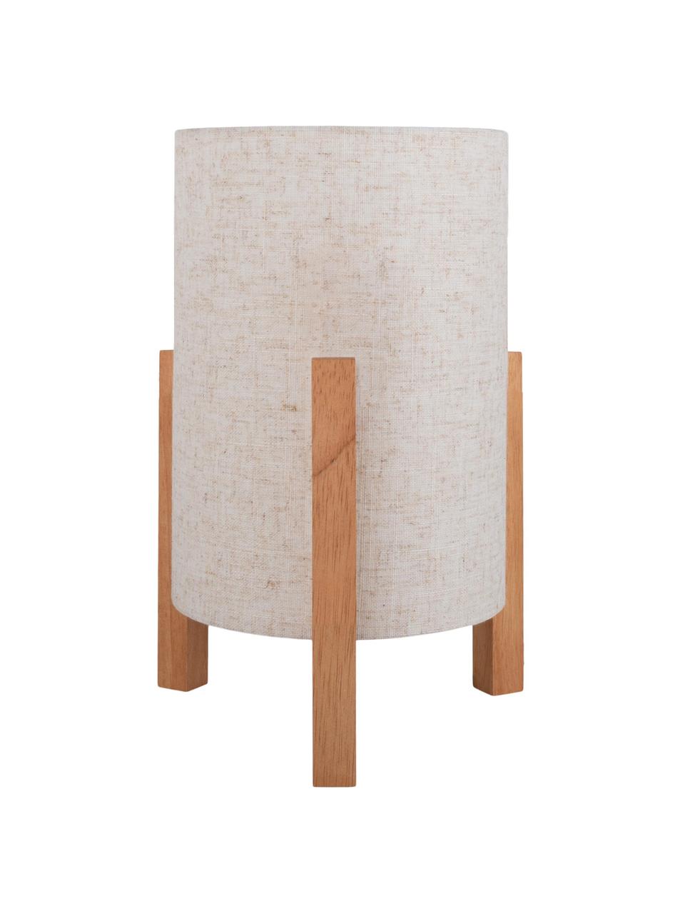 Malá stolní lampa Matilda, Krémově bílá, světlé dřevo, Ø 22 cm, V 32 cm
