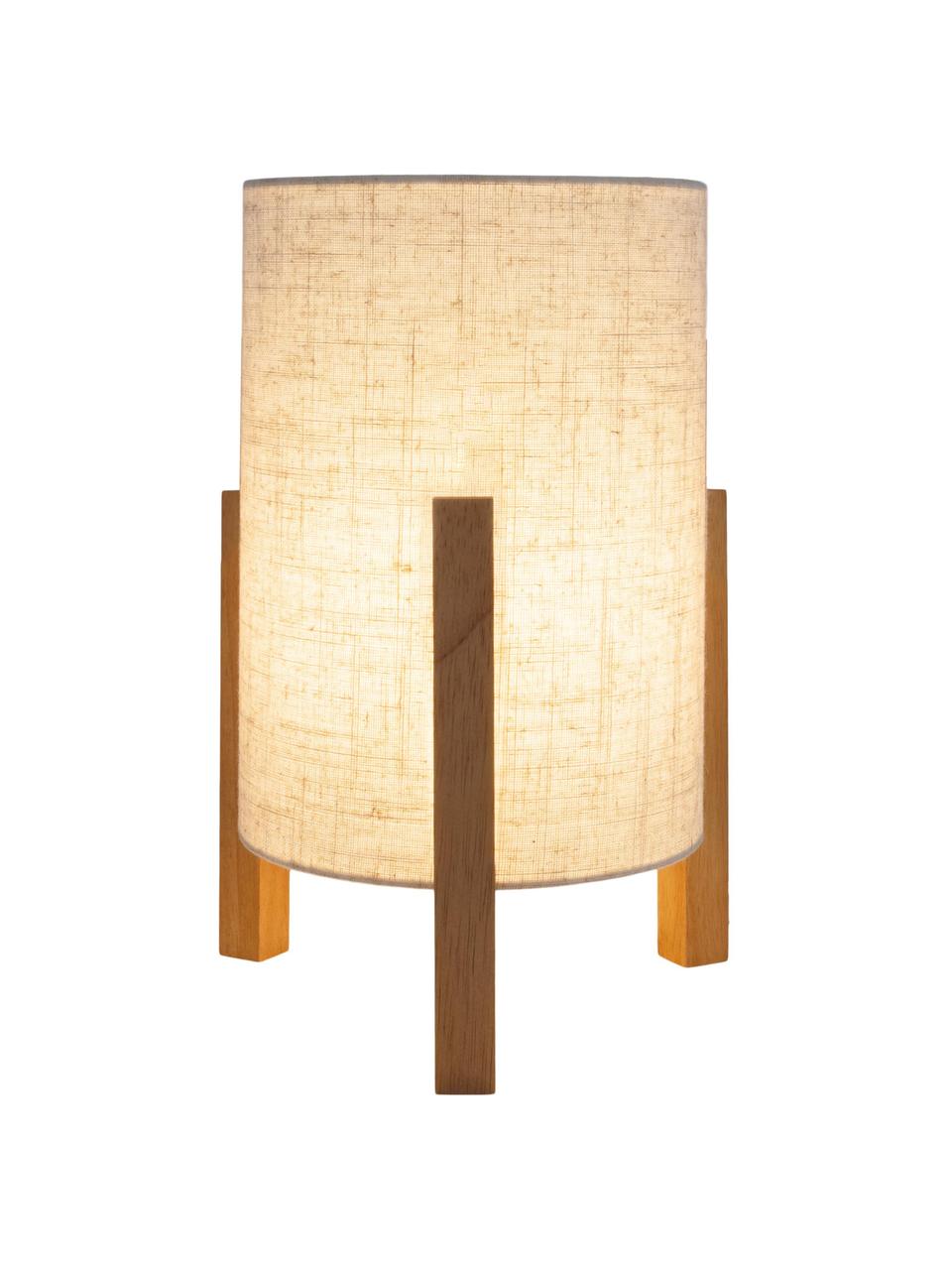 Lampada da tavolo piccola Matilda, Struttura: legno, Paralume: tessuto, Bianco crema, legno chiaro, Ø 22 x Alt. 32 cm