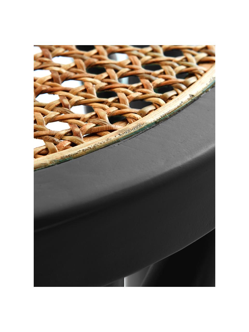 Kruk Franz met Weens vlechtwerk, Zitvlak: rotan, Frame: massief gelakt berkenhout, Zitvlak: rotankleurig. Frame: zwart gelakt berkenhout, Ø 36 x H 45 cm