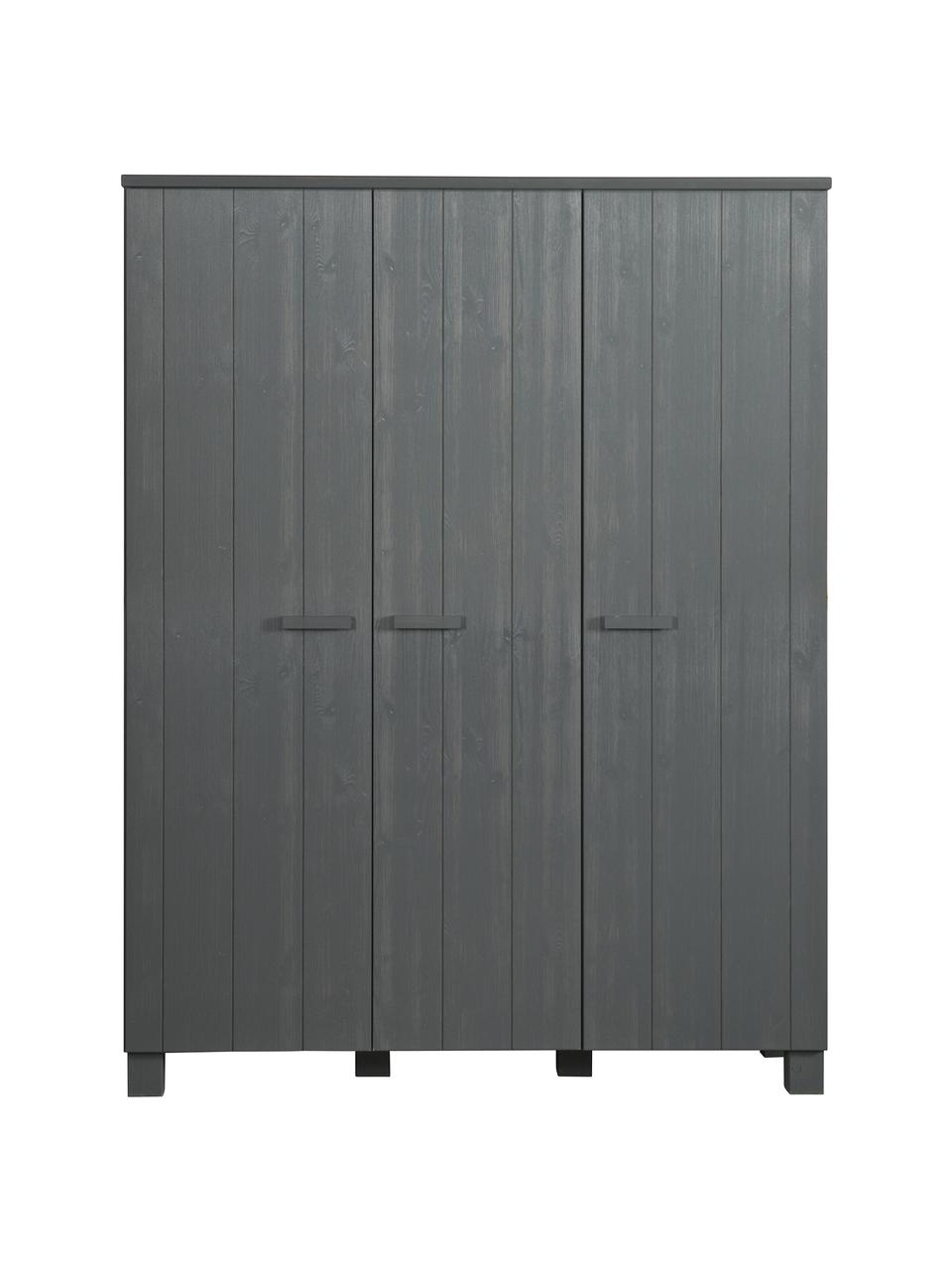 Armoire bois de pin gris Dennis, Gris foncé