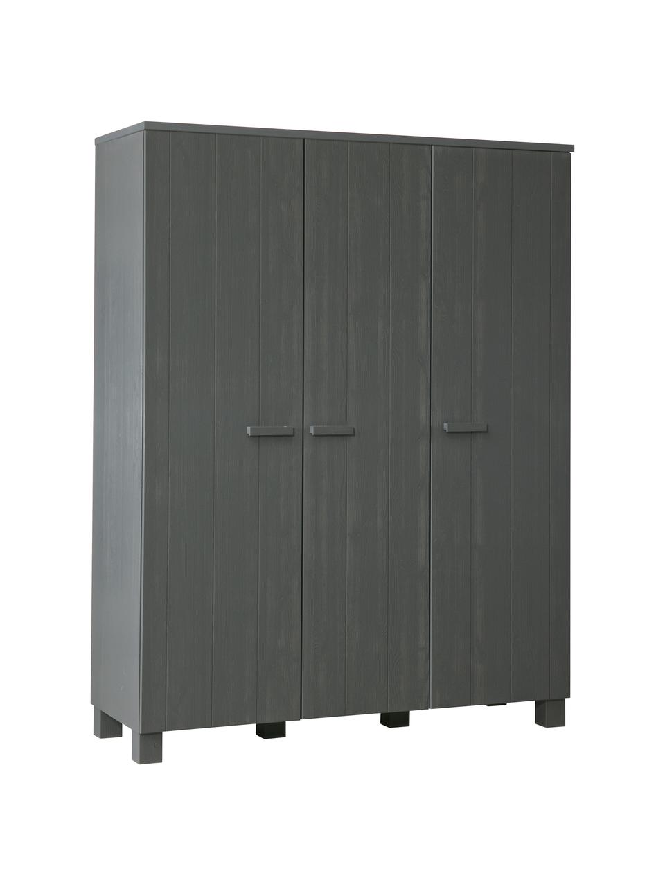 Armoire bois de pin gris Dennis, Gris foncé